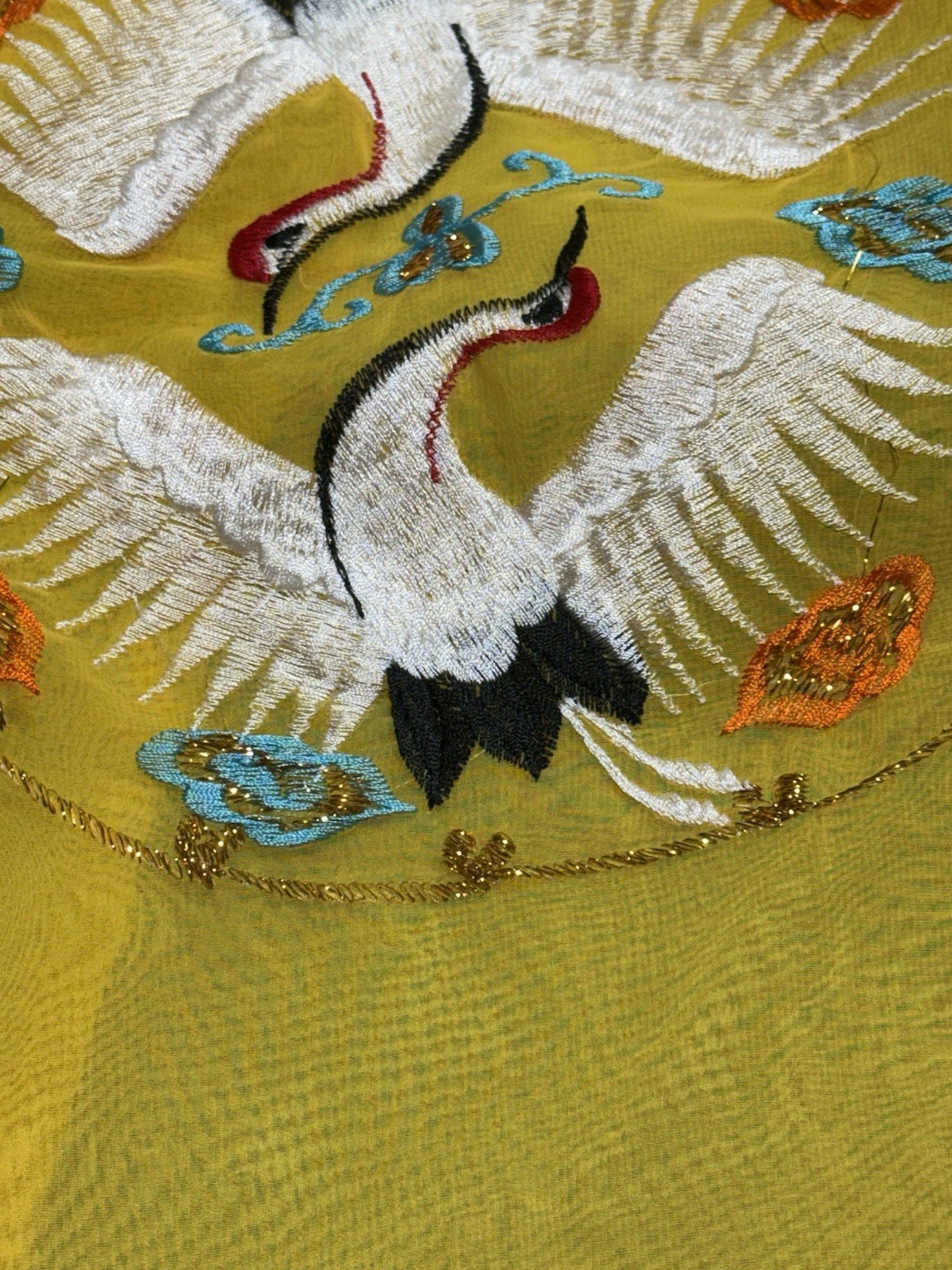 Custom Authentic Korean Hanbok Yellow Crane Formal Petite Traditional Petticoat