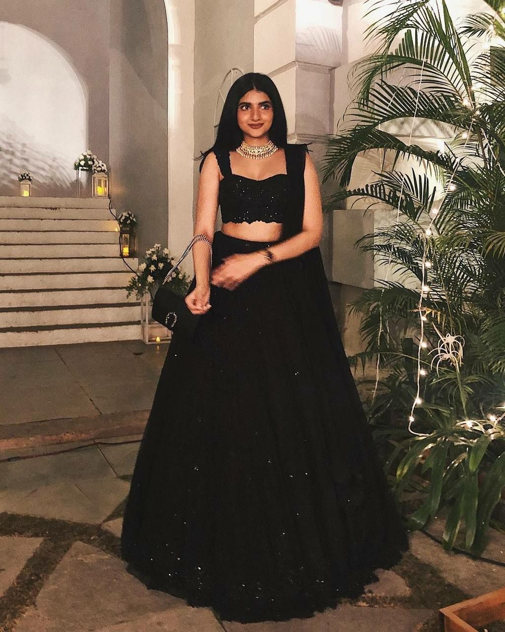 New Fancy Georgette Lehenga Choli With Black Blouse For Women Festival Wear