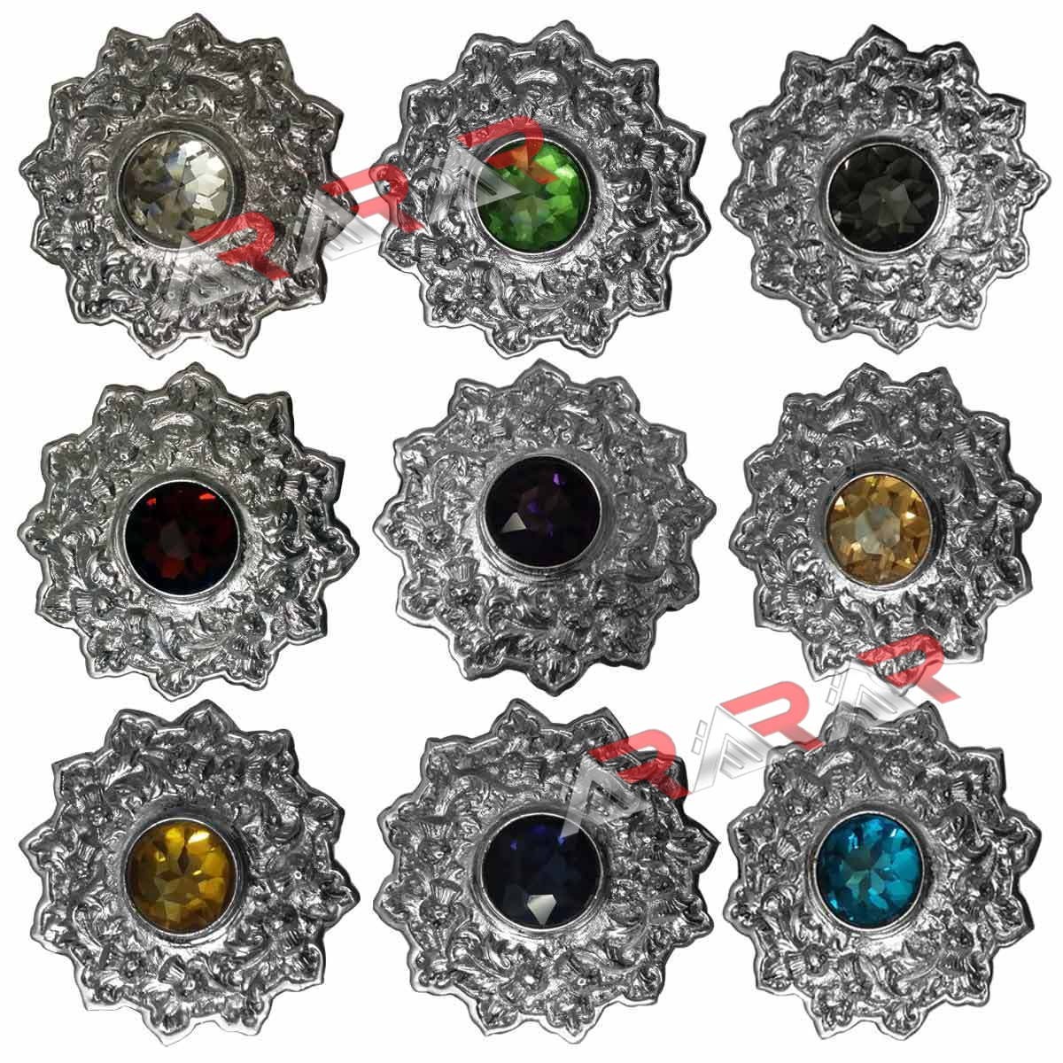 Scottish Kilt Star Fly Plaid Brooch Ornate Brooches Multi Color Stone 4″ New AAR