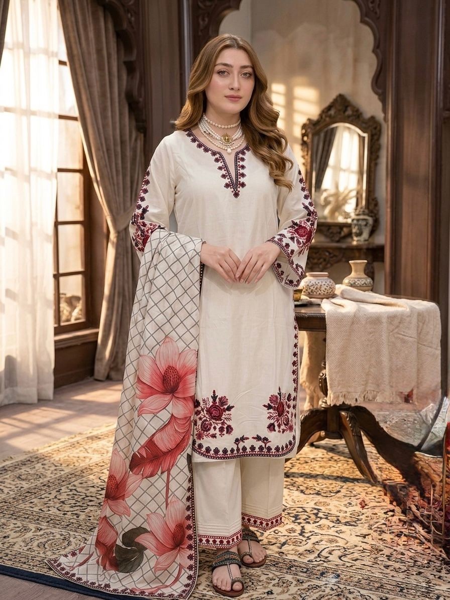 Women Ethnic Top Palazzo Set Satin Rayon Embroidery Party Wear