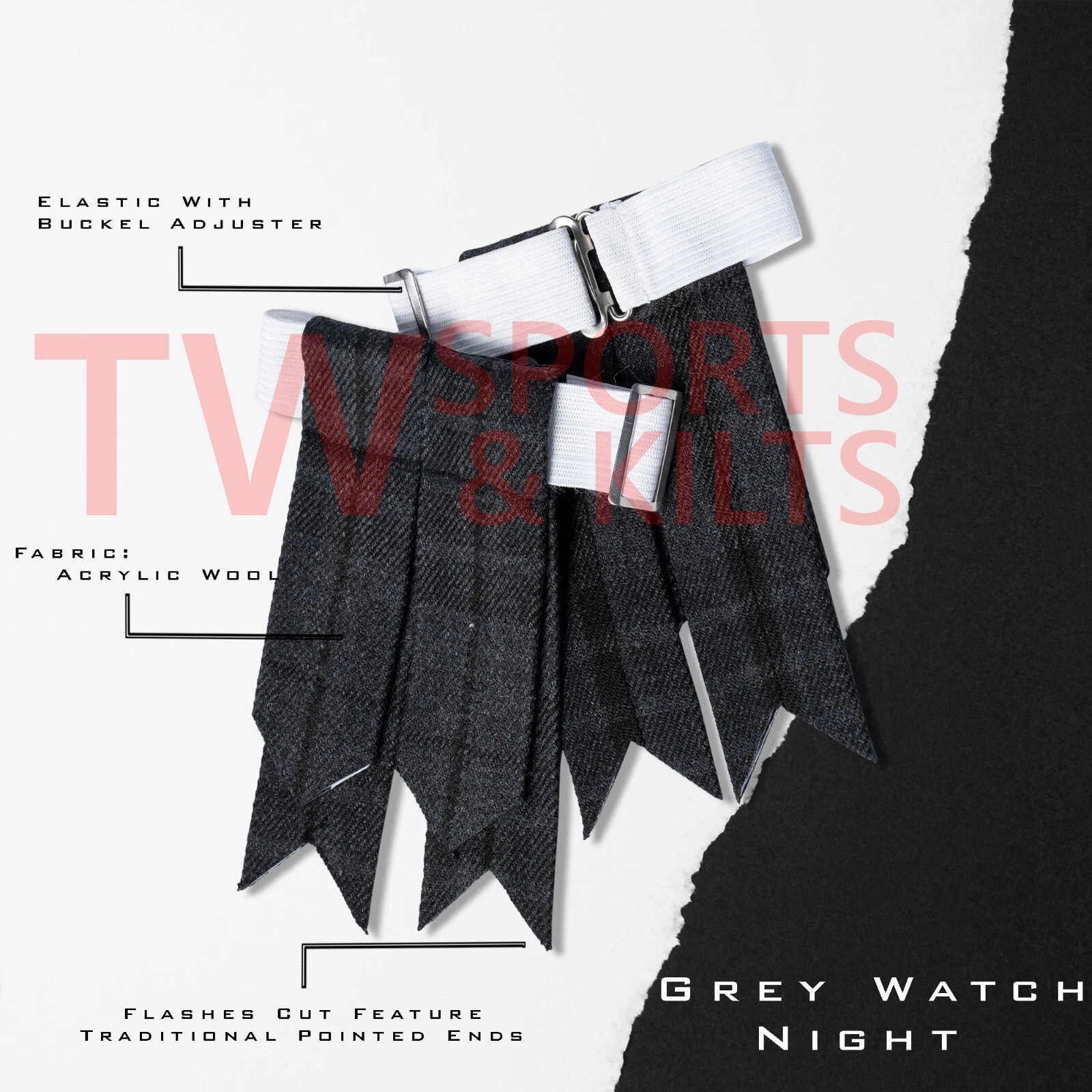 Scottish Men’s Outfit Grey Watch Tartan Kilt Set – 09 Pieces Kilt Accessories