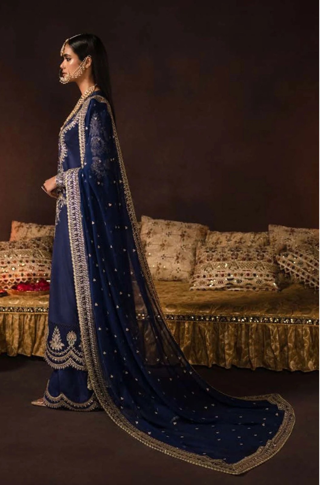 Pakistani Handwork Embroidered Raw Silk Shalwar Kameez Dress Guest Wedding Suit