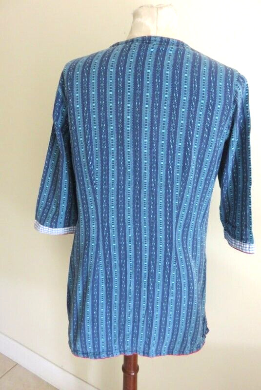 Aarong Women Kurta Embroidered Indian Pakistan Kaftan Ethnic Top Blouse Blue 38