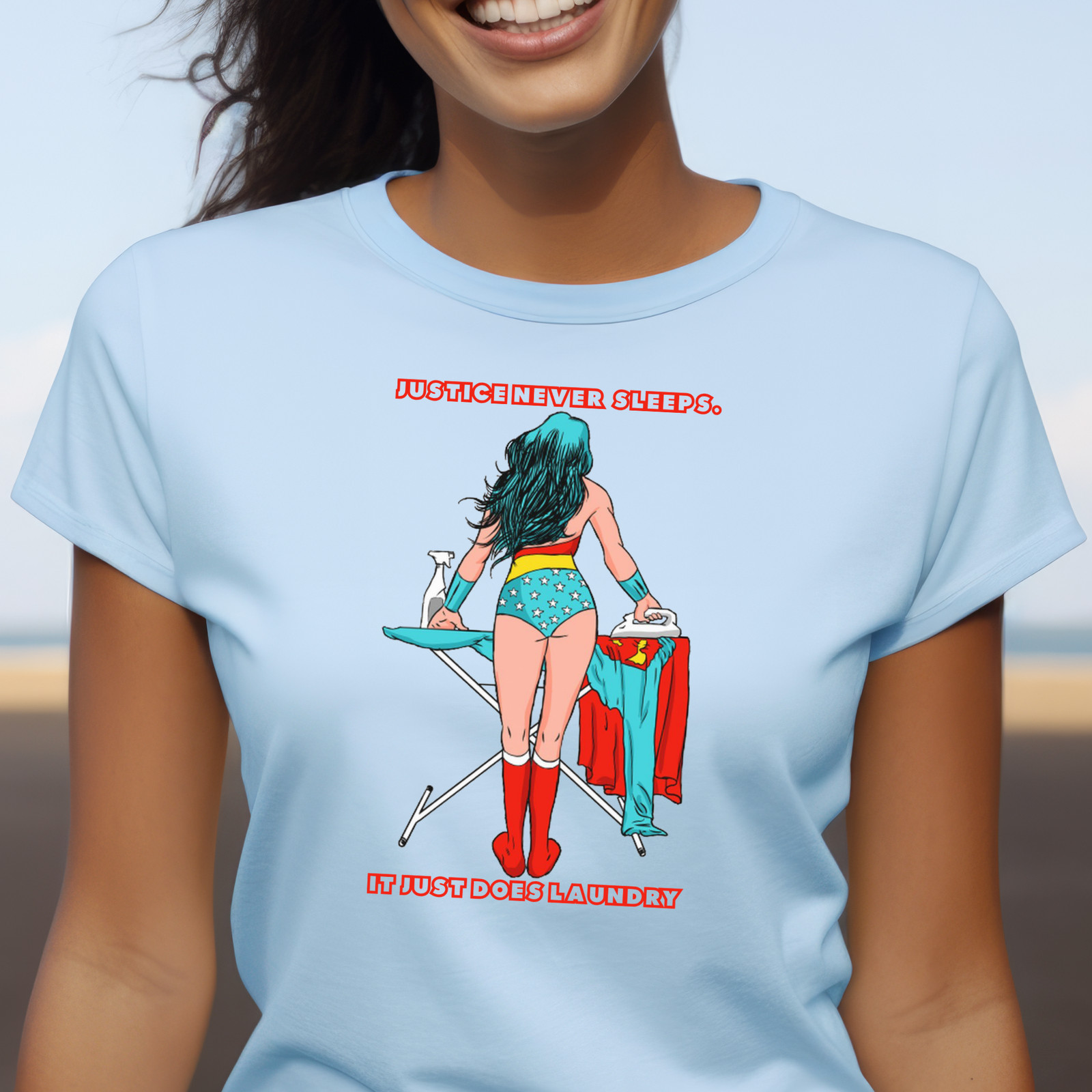 Funny Wonder Woman T-shirt | Retro Superhero Tee, Cute Laundry Shirt