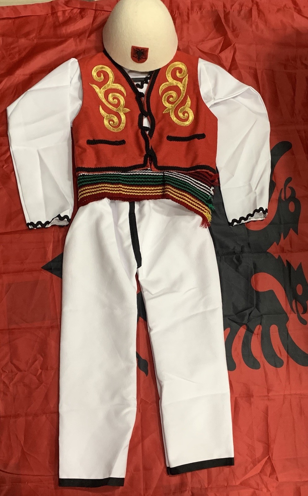 NEW ALBANIA TRADITIONAL FOLK COSTUME SUIT BOYS MEN-6-8 YEARS-HANDMADE