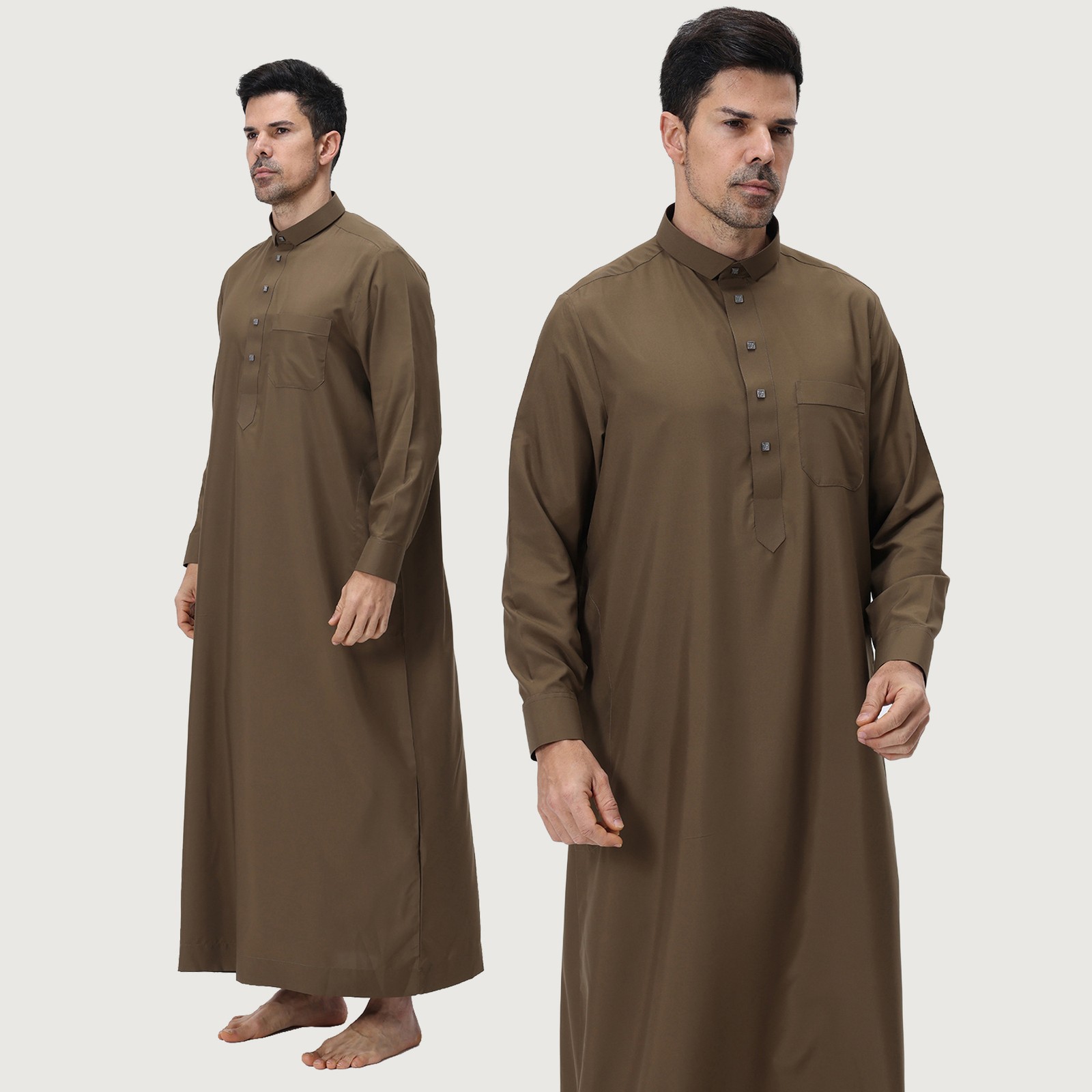 Long Robe Causal Saudi Muslim Men Abaya Kaftan Jubba Thoub Thobe Dishdasha Islam