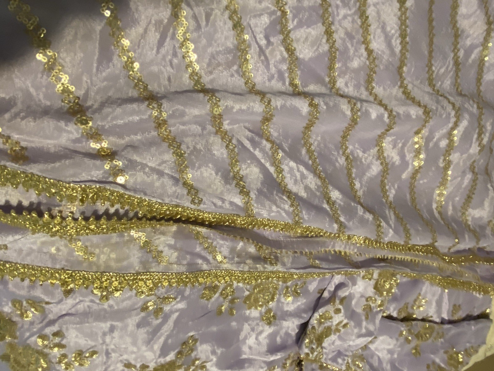 Lavender pure silk Salwar Kameez Gold Sequin Embroidery Women’s Traditional