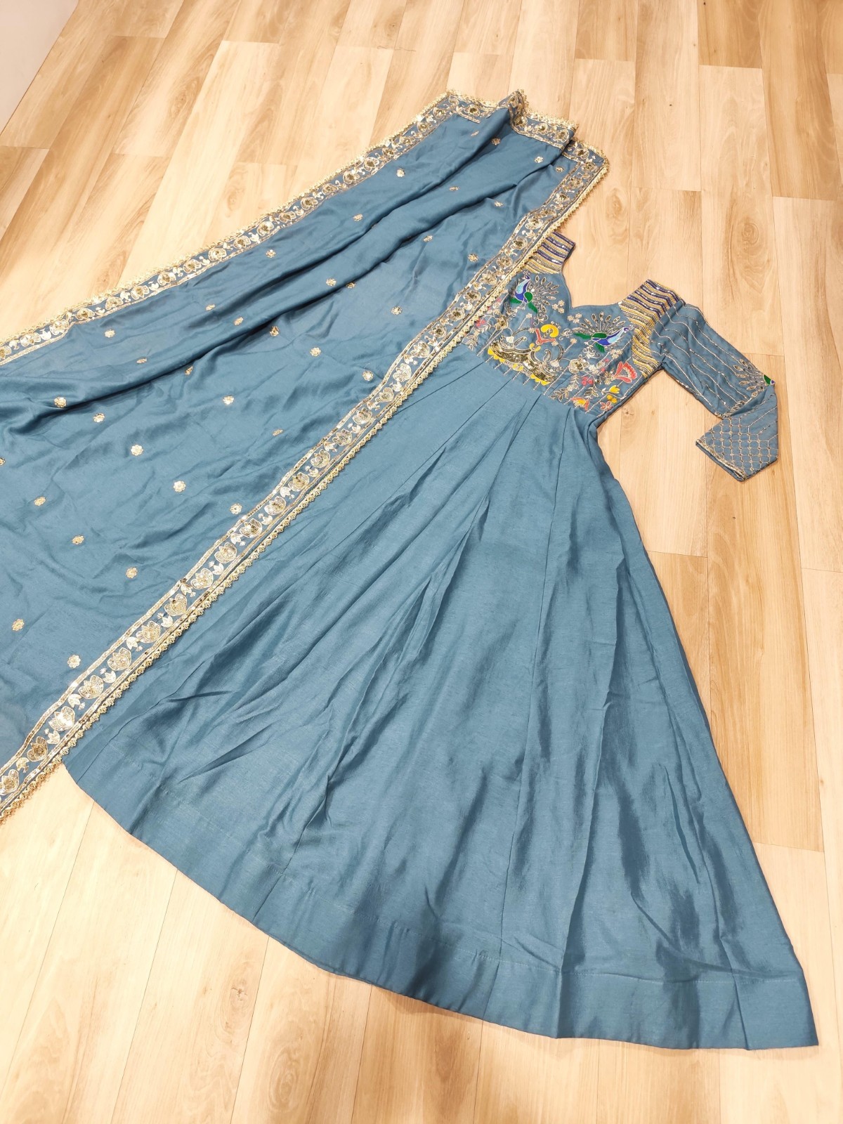 Wedding Stylish Ready To Wear Vichitra Silk Top Look Palazzo With Dupatta For