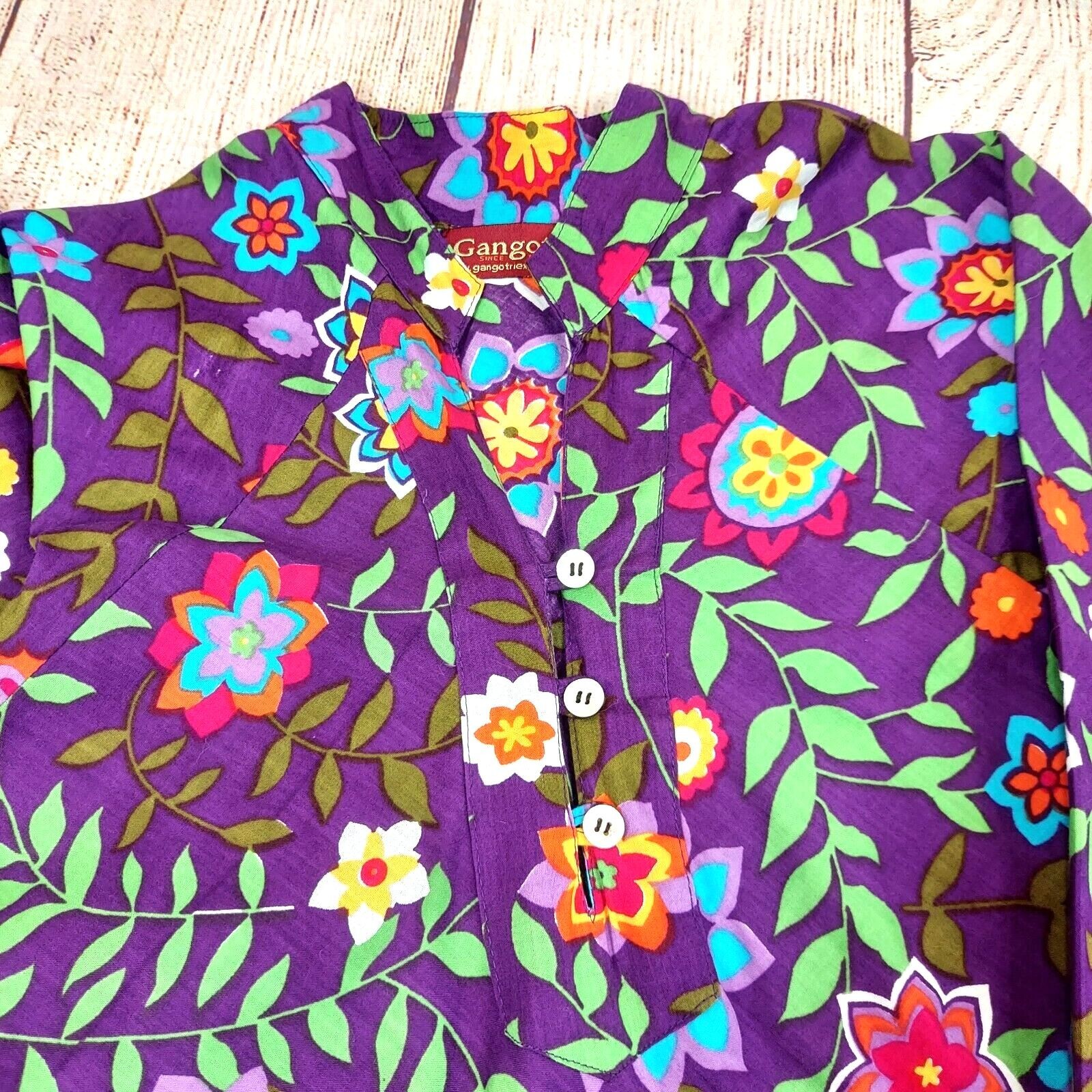 Gangotri Women Ethnic Wear Top Dress Indian Style Tunic Kurta Top Floral Print M