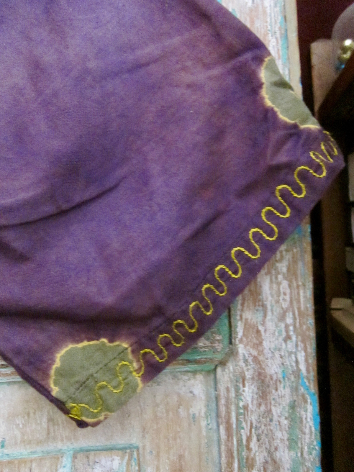 Vintage Embroidered Tunic – Purple & Green – Gold Embroidery – EUC