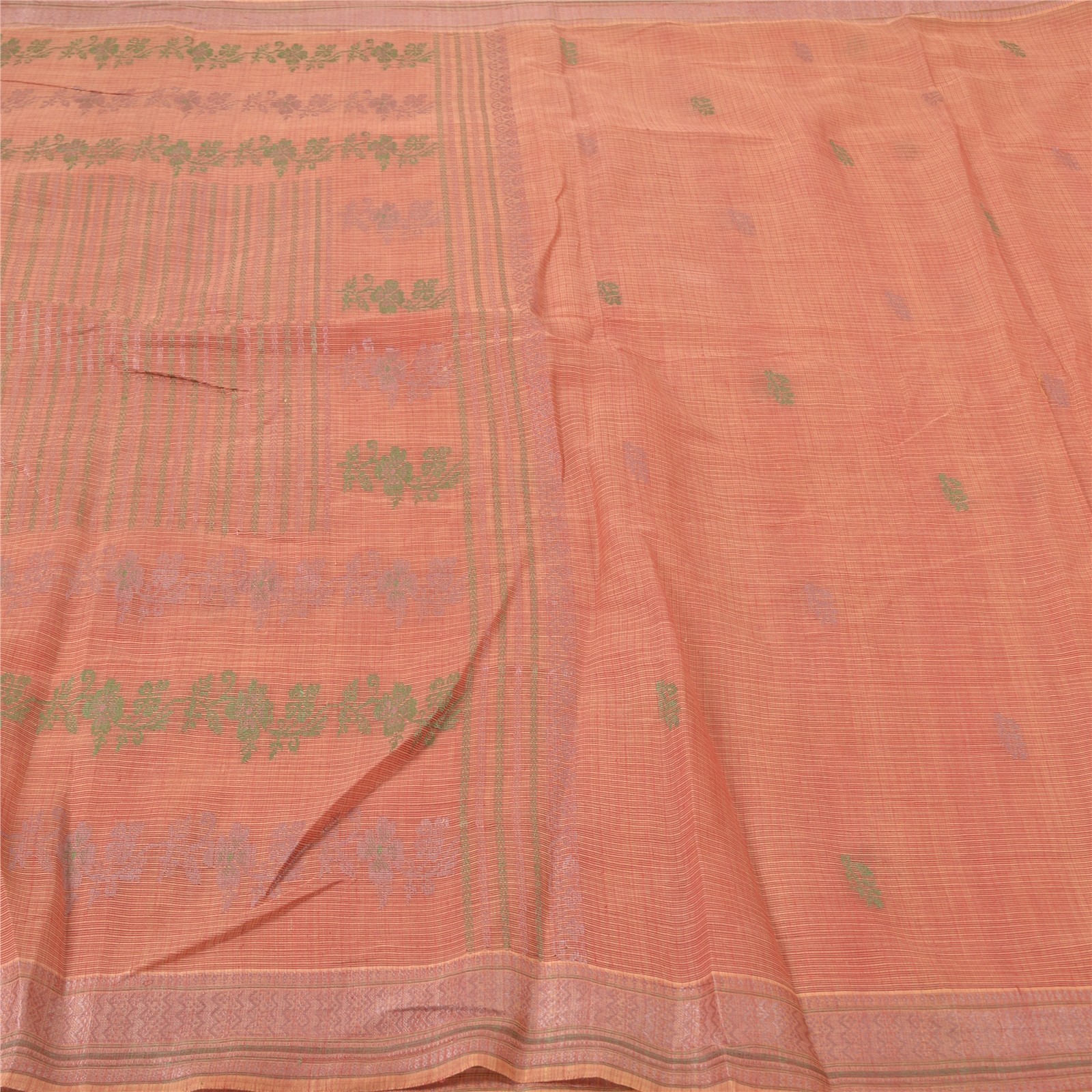 Sanskriti Vintage Sari Pure Cotton Hand Embroidered Woven Kota Sarees Fabric