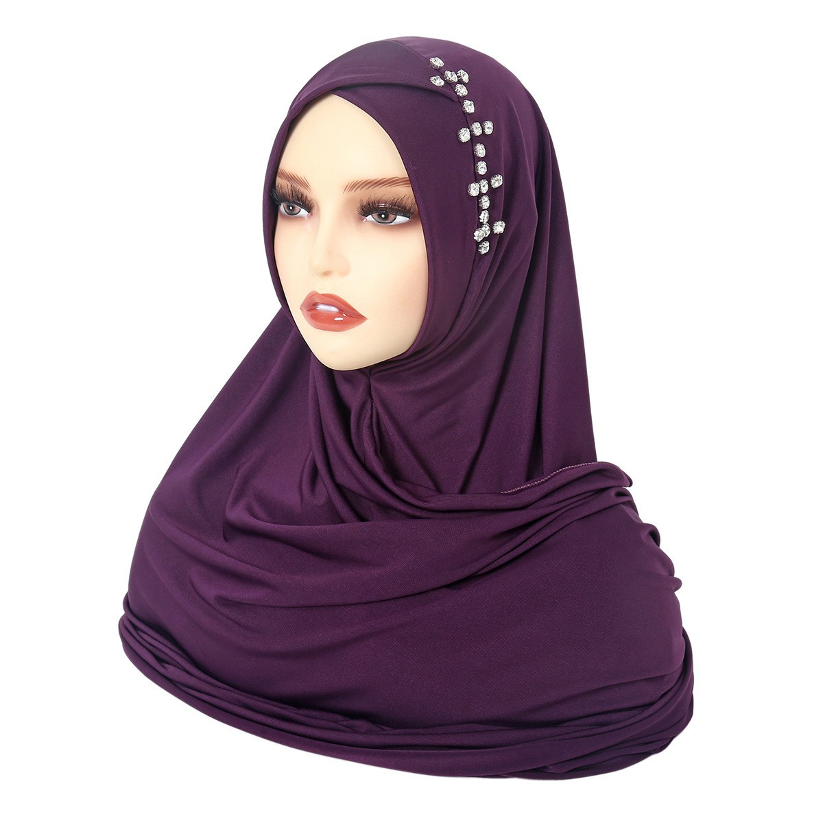 Muslim Women Hijabs Fashion Rhinestones Instant Head Wrap Long Scarf Shayla