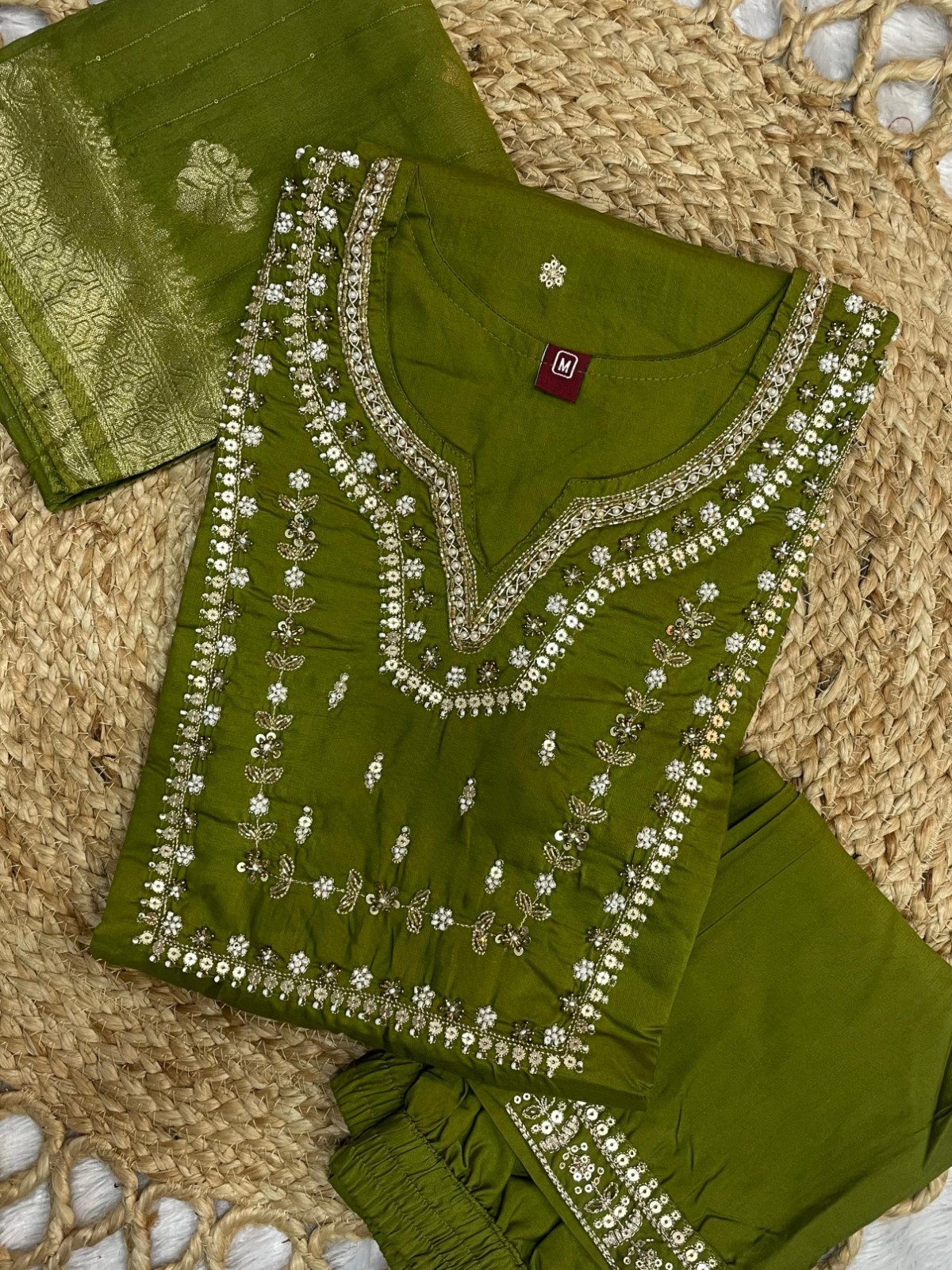 New kurti Set pure Banarsi Chanderi Silk Kurta With Zari Work & Banarsi Duppata