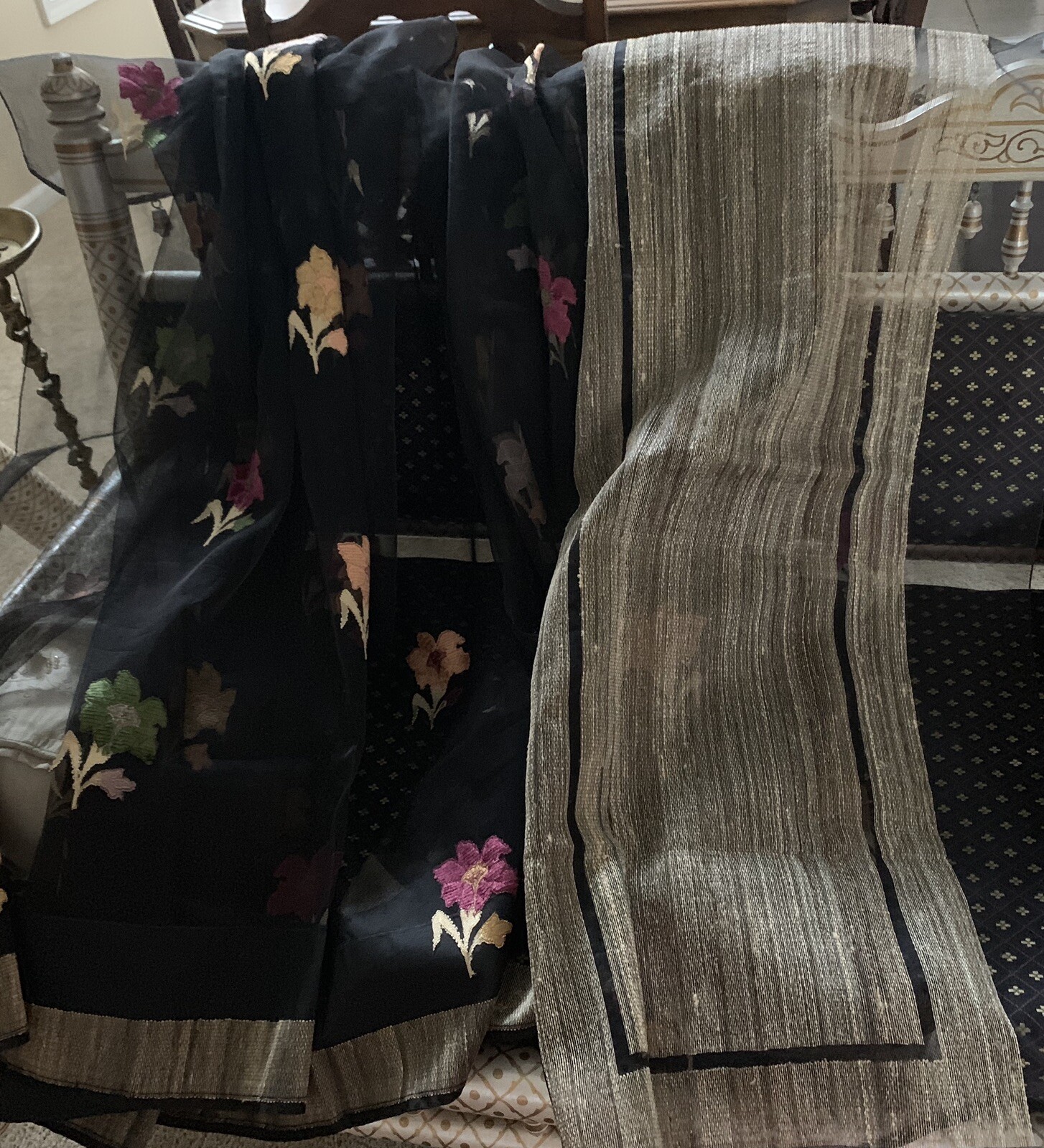 Black Embroidery…Soft Silk Net Party Were Saree (With Blouse)
