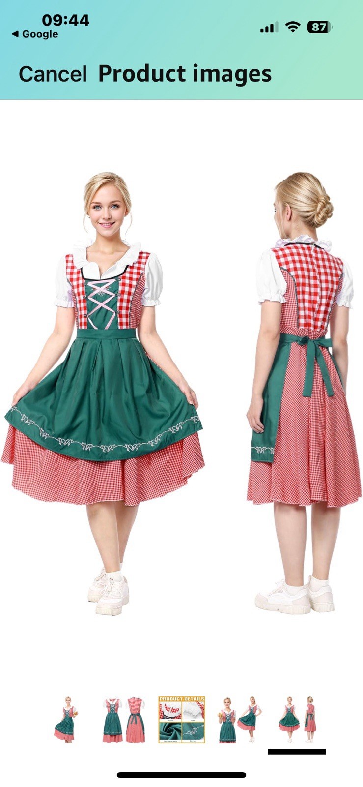Oktoberfest Dirndl Dress Halloween Beer Fest 2XL 2PC Costume German Bavarian