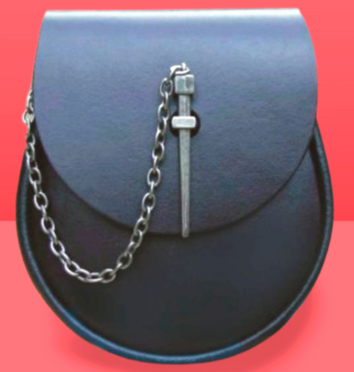 Grand-REAL LEATHER SPORRAN:Top Grade Leather-Dashing Drop Pin Lock Closure