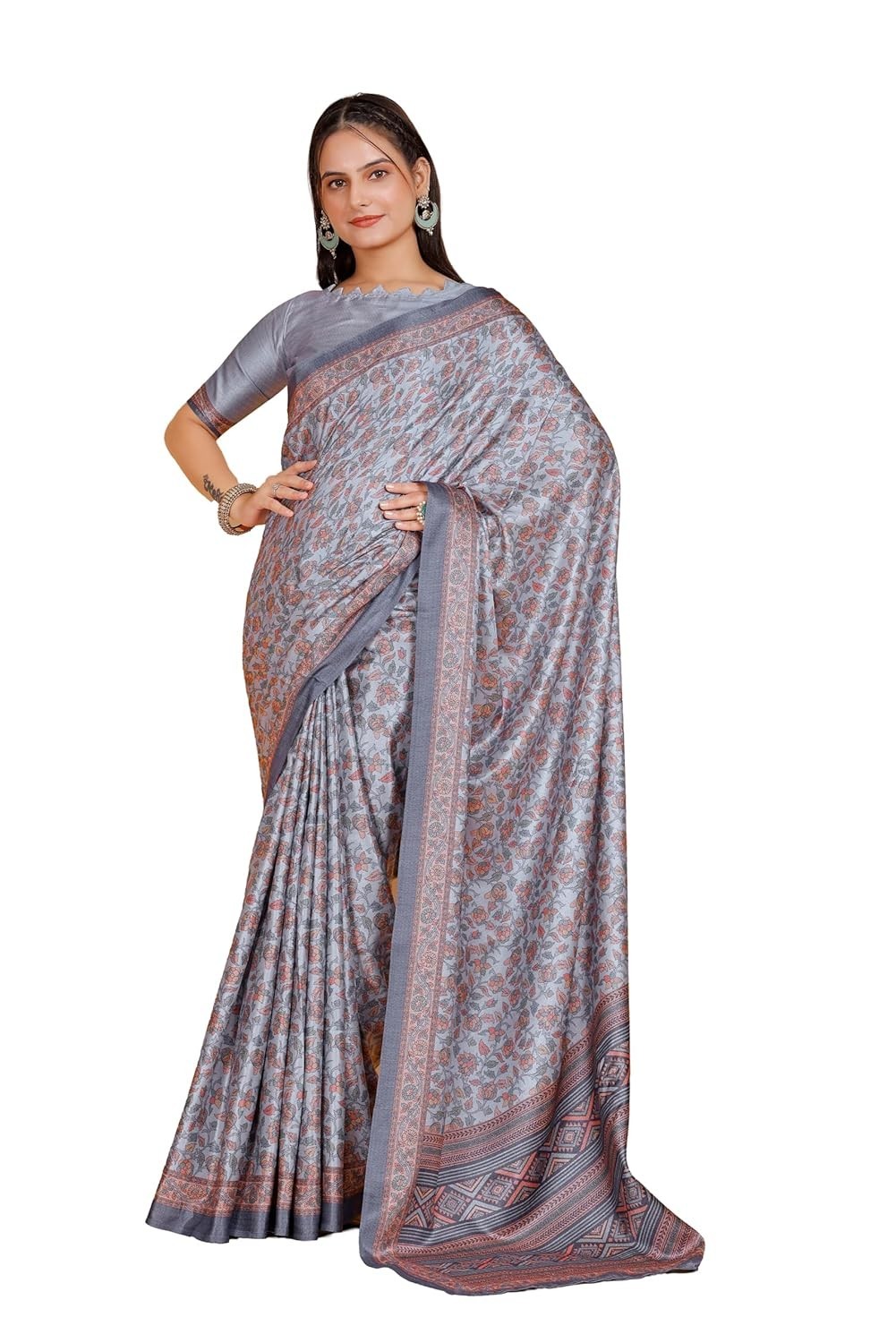 Women’s Pashmina Saree With Unstitched Blouse Piece