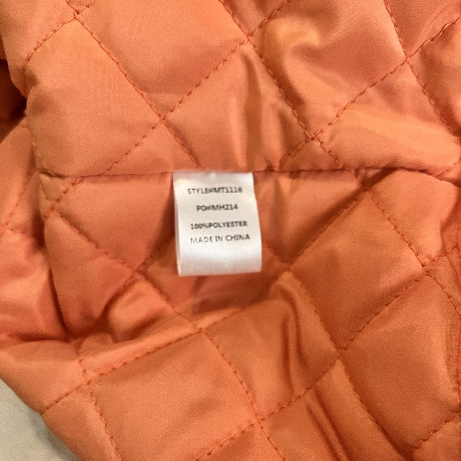 Mimosa. Sz Small. Orange Cropped Puffer Jacket. Pulls. Quilted Lining. B27