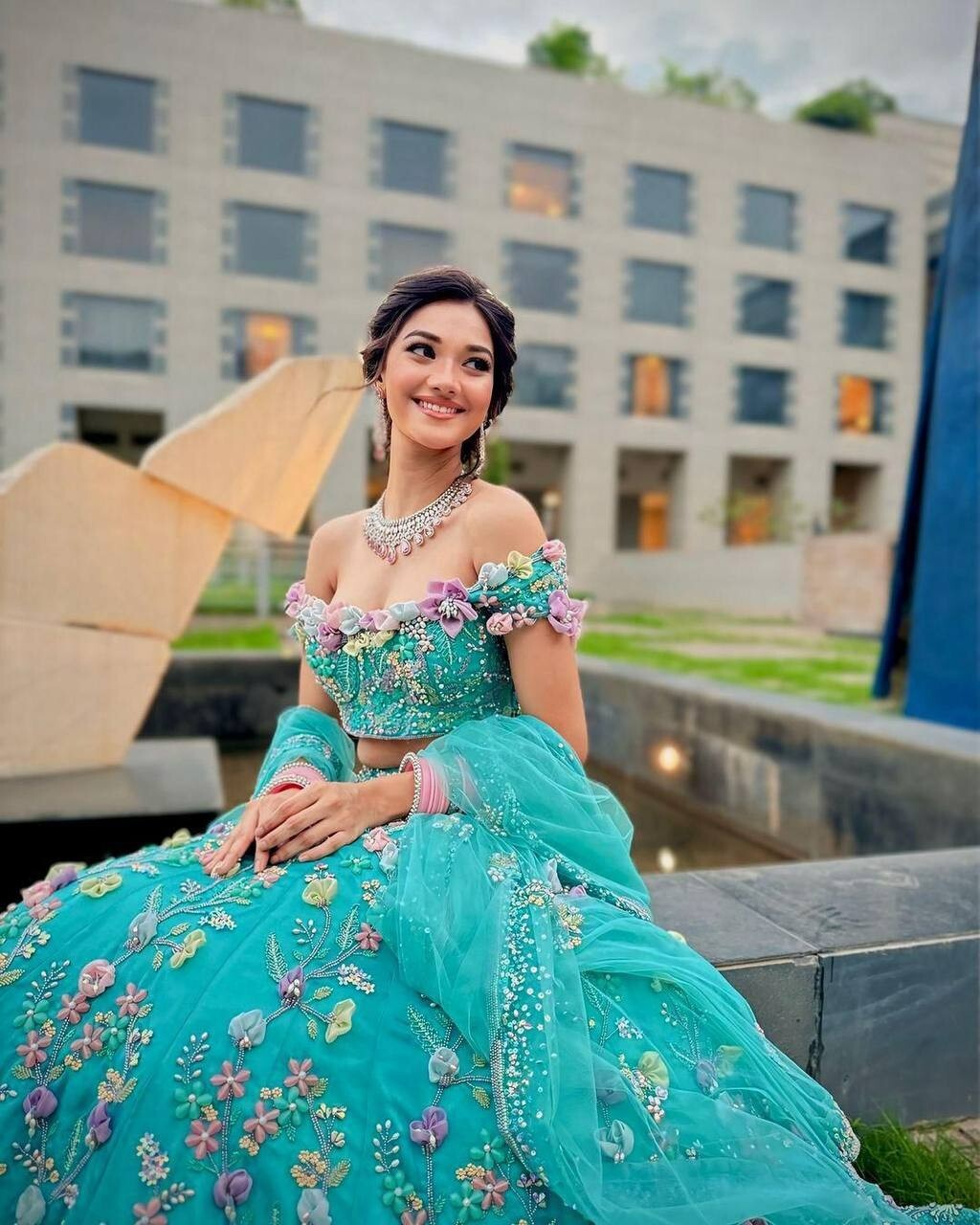 Designer Flower Work & Embroidery Sequins Work Lehenga Party Wear Lehenga Choli