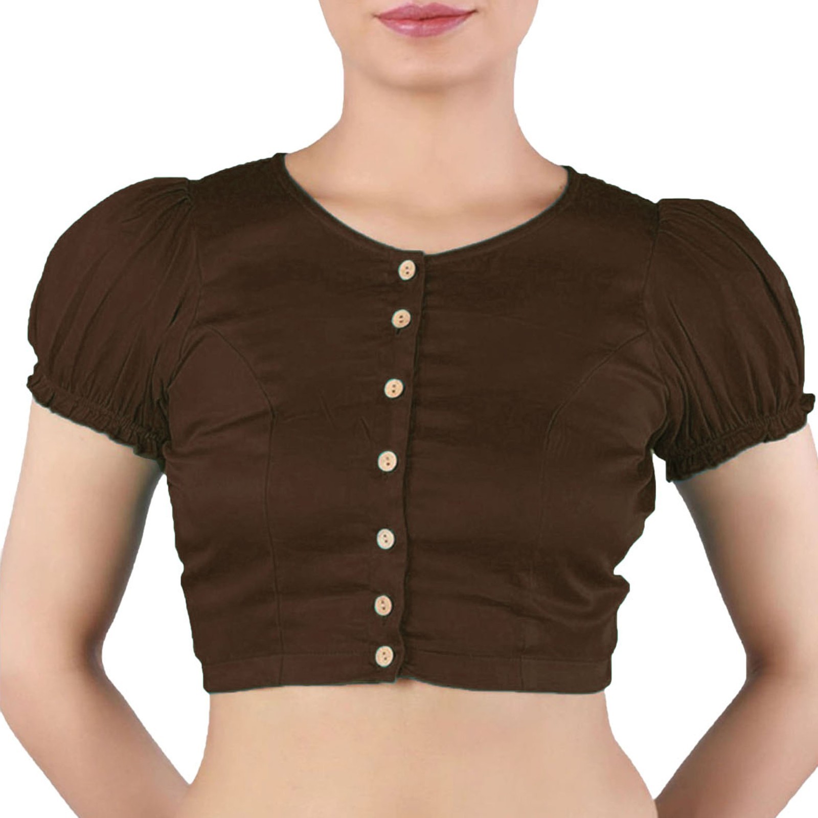 Women’s Cotton Sari Blouse Designer Puff Sleeves Readymade Stitched Top Choli