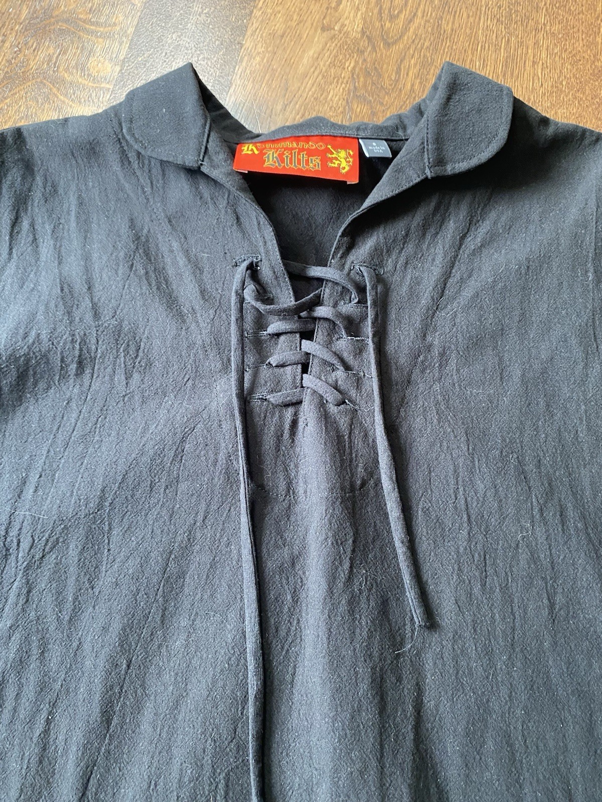 Kommando Kilt Men’s Shirt Black Small Scottish Ren Faire Made In USA Cotton