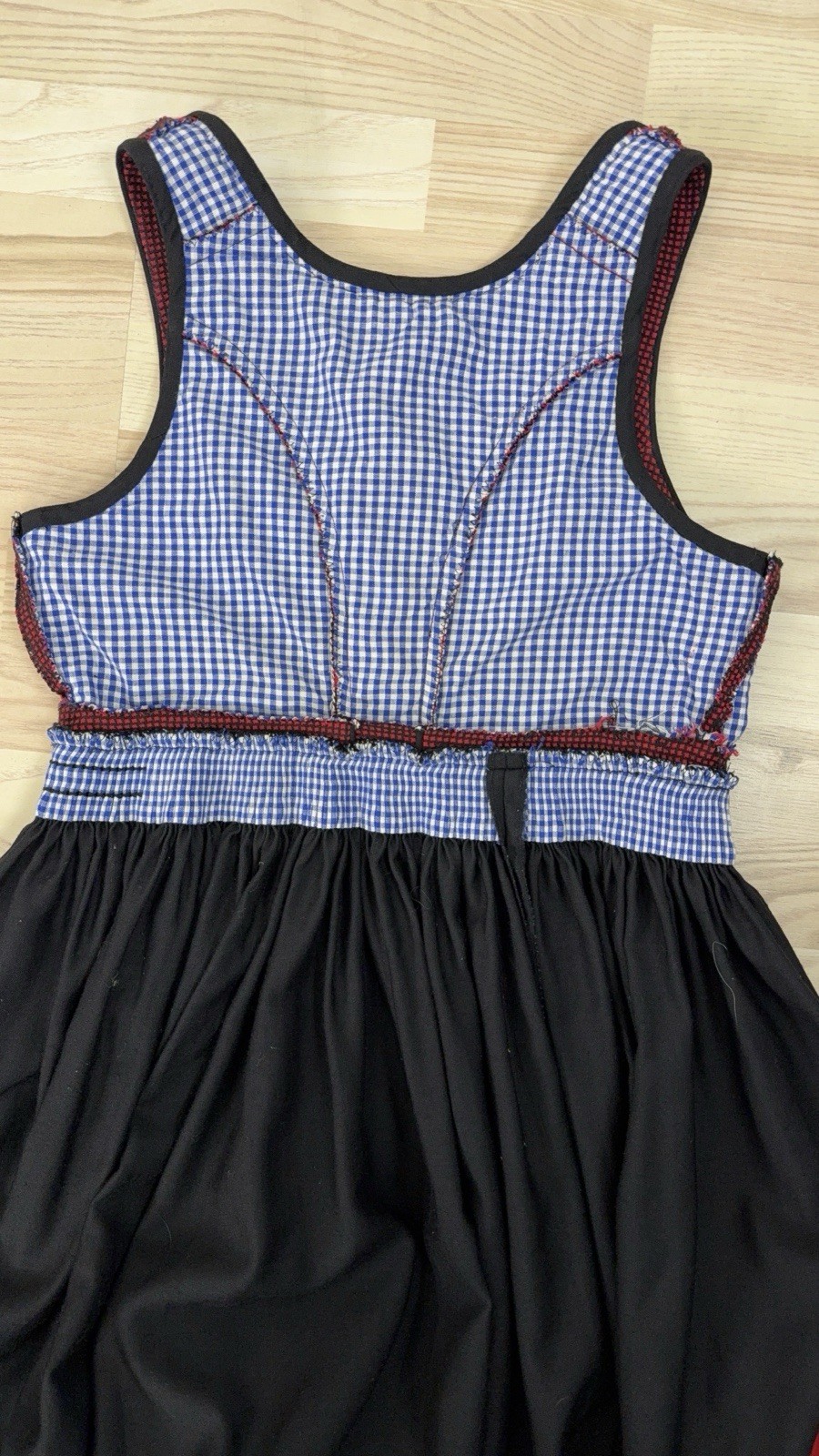 Vintage Wool Dirndl Dress Folk Oktoberfest Handmade Button Detail M