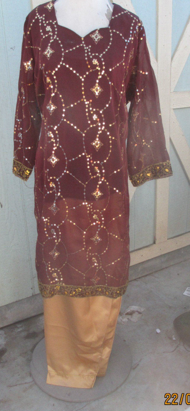 beautiful flower embroidery polyzoa pant kameez material chiffon Size 3XL 50