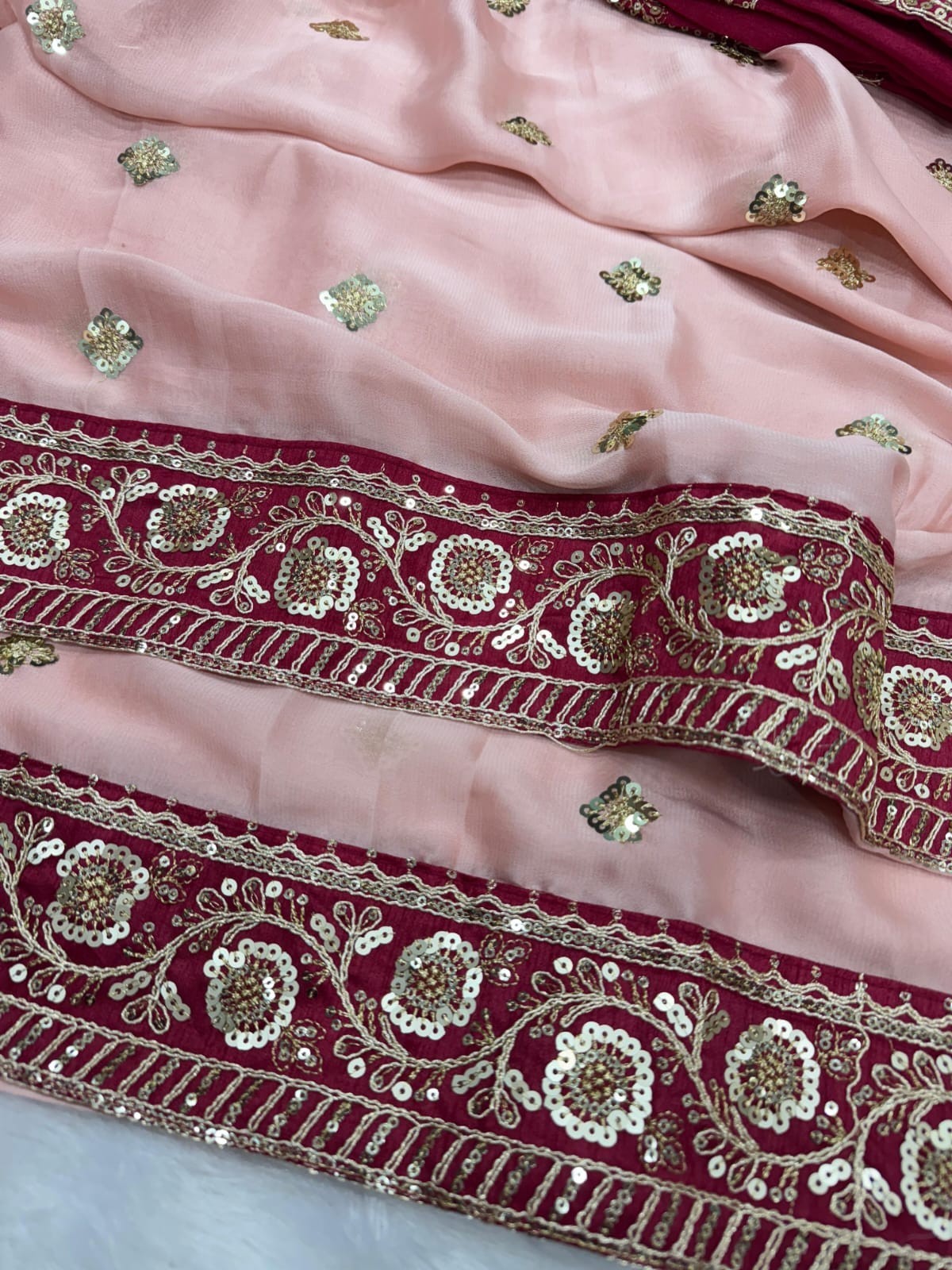 Indian Wedding Saree Soft Georgette Sequins Embroidery Designer Sari for Women