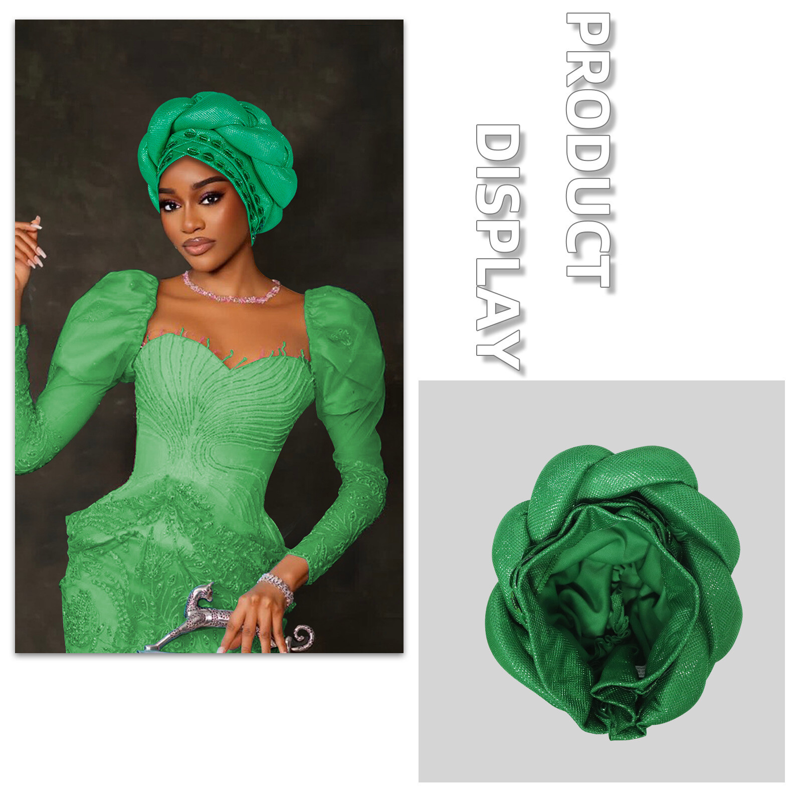 Wedding Party Women Braids Hijab Cap Aso Oke African Headtie Auto Gele Headwear