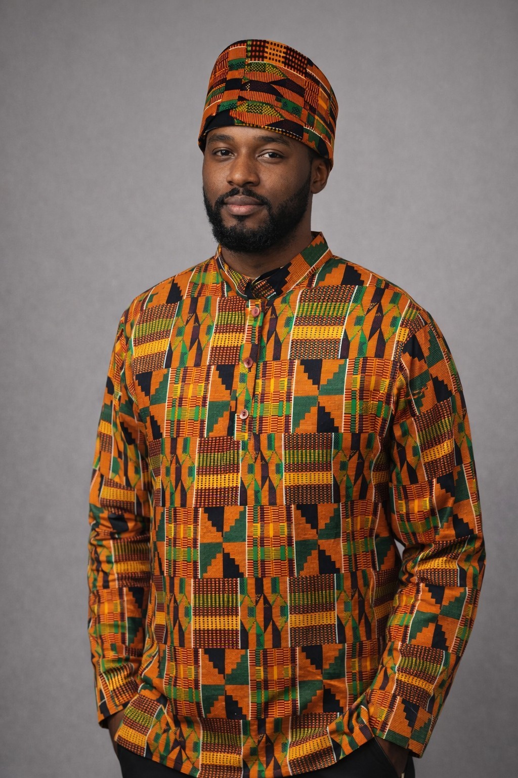 Dashiki And Kufi Set, Kente Fabric Fit a Small Size, Custom Sizes Available