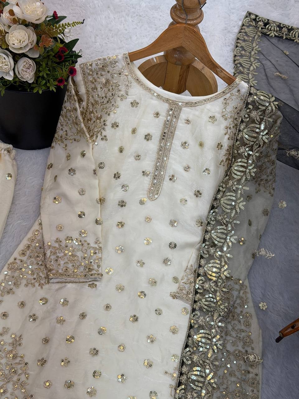 Unique Designer Silk Kurta Palazzo With Dupatta For Wedding & Party Wear