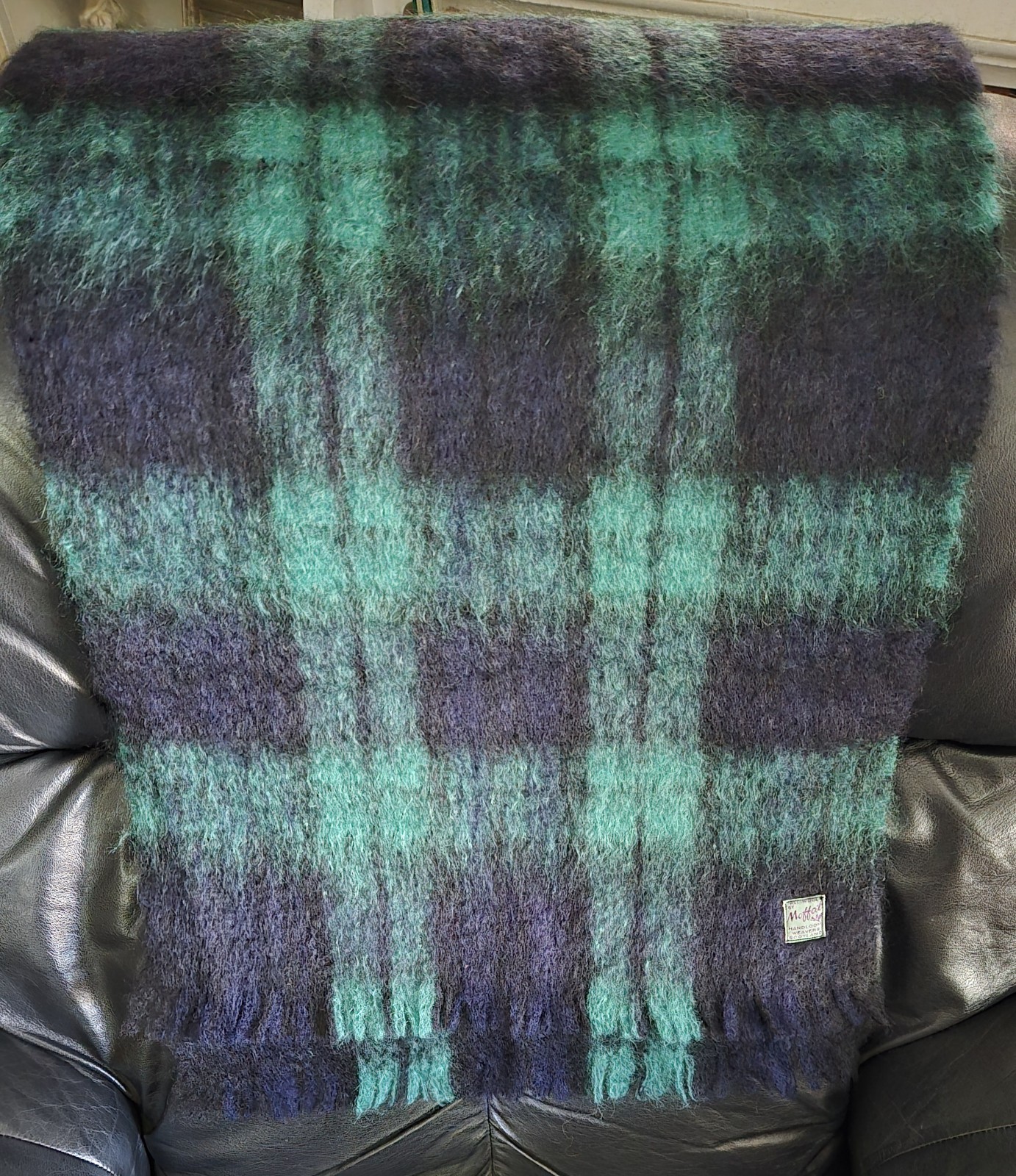 Vintage Scottish Black Watch scarf Tweeds and Tartans by Moffat Handloom Weavers