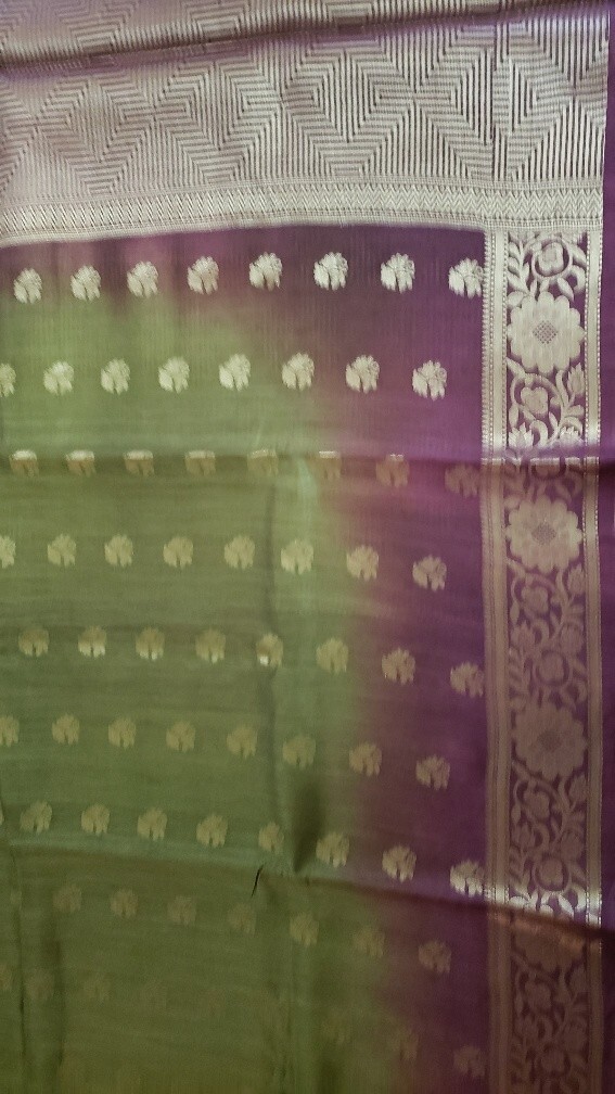 Tussar Silk Handloom Saree Floral Zari Work Brocade Pallu Unstitched Blouse