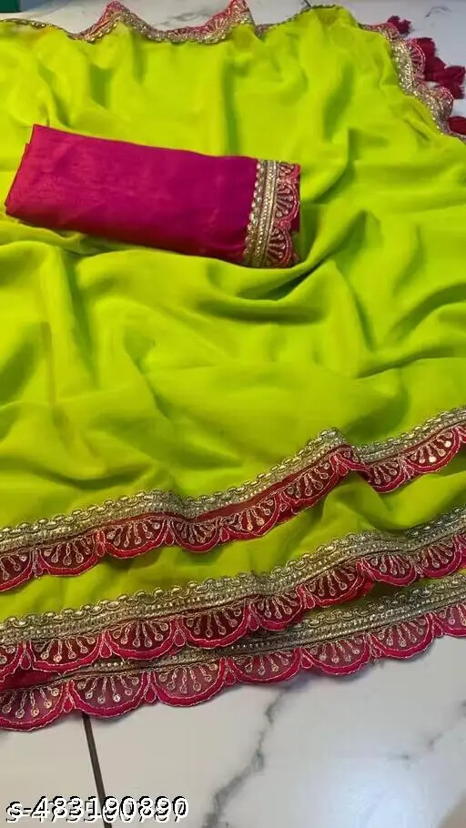 Bollywood Georgette sarees party wear saree for women and girls
