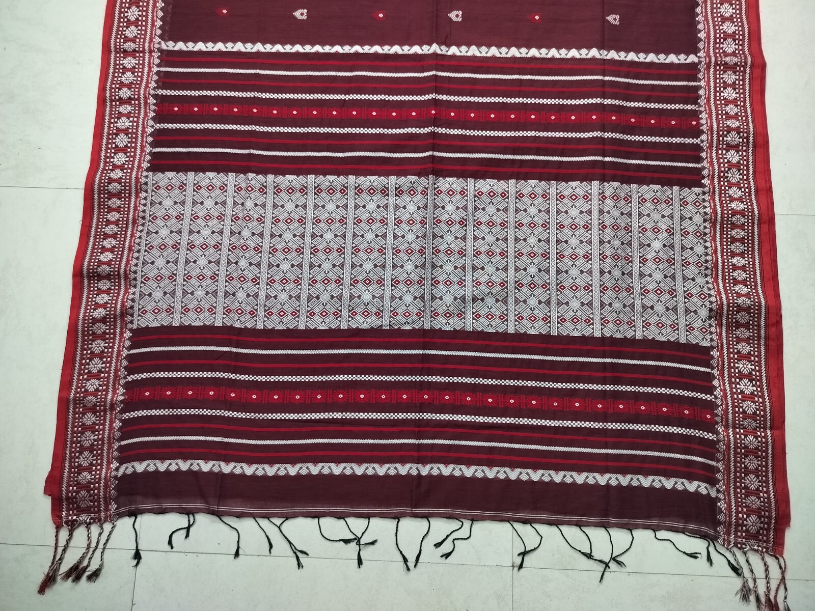 Assam Handwoven Khadi Cotton Saree Pure Mercerized Cotton Saree, Blouse Piece