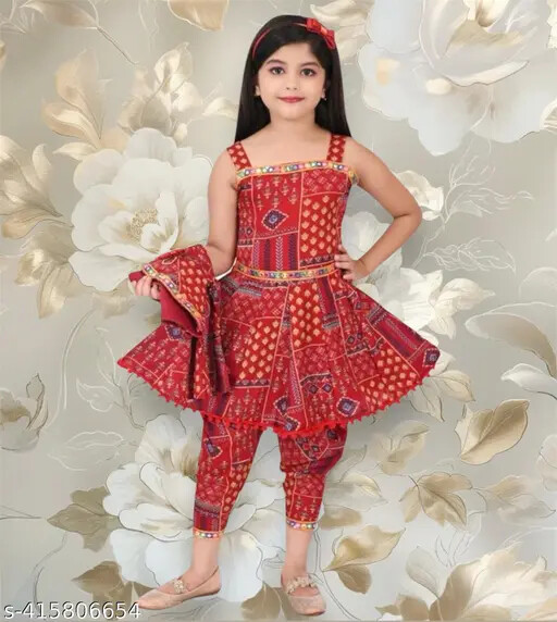 Indian Traditional New stylish Baby Girls kurta and salwar with Kothi For Kids