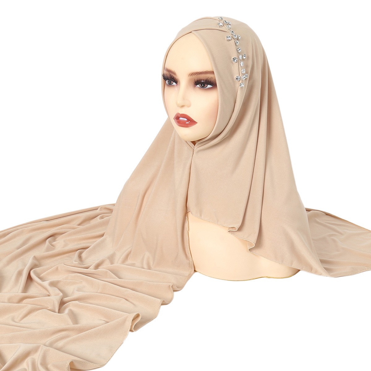 Muslim Women Hijabs Fashion Rhinestones Instant Head Wrap Long Scarf Shayla