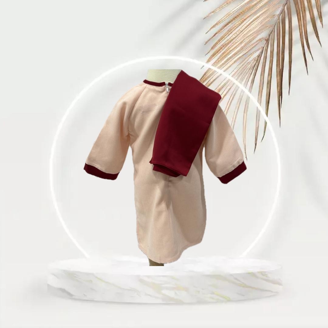 Vietnamese Traditional Family Ao Dai for Mom/Women/Grandma-Peach with red pant