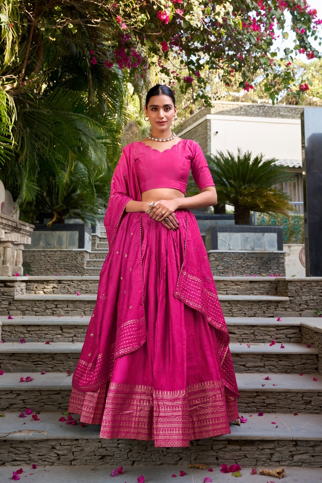 Chanderi Silk Lehenga Choli Dupatta Set New Exclusive Wedding Wear Women