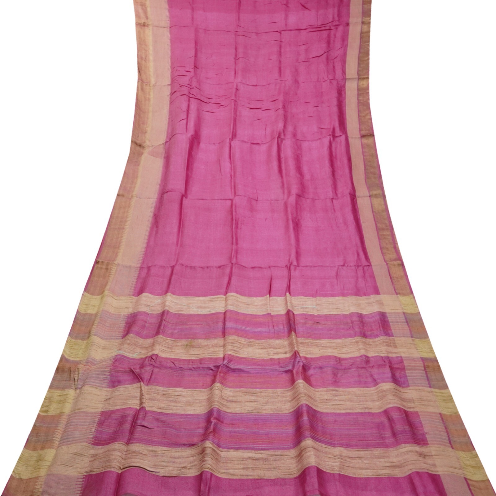 Vintage Magenta Pink Sarees 100% Pure Silk Woven Indian Sari 6YD Craft Fabric