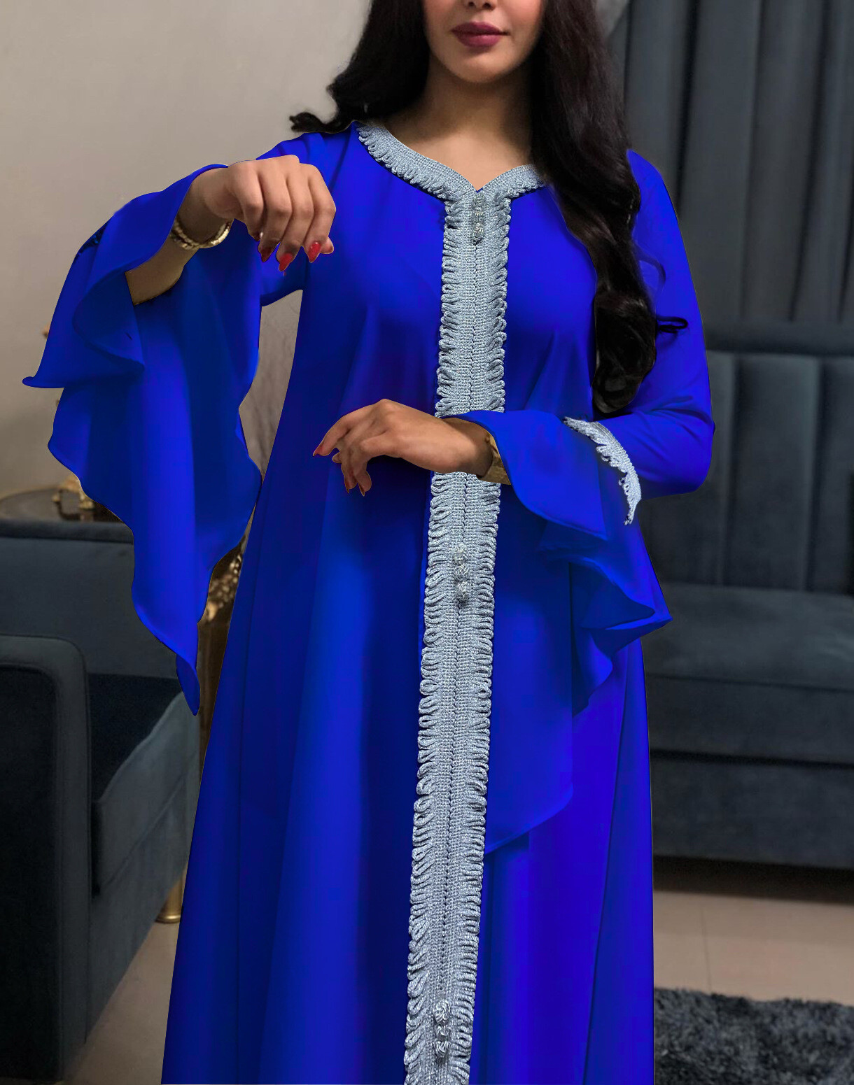 Muslim Women Dubai Abaya Maxi Dress Moroccan Kaftan Islamic Jilbab Party Gown