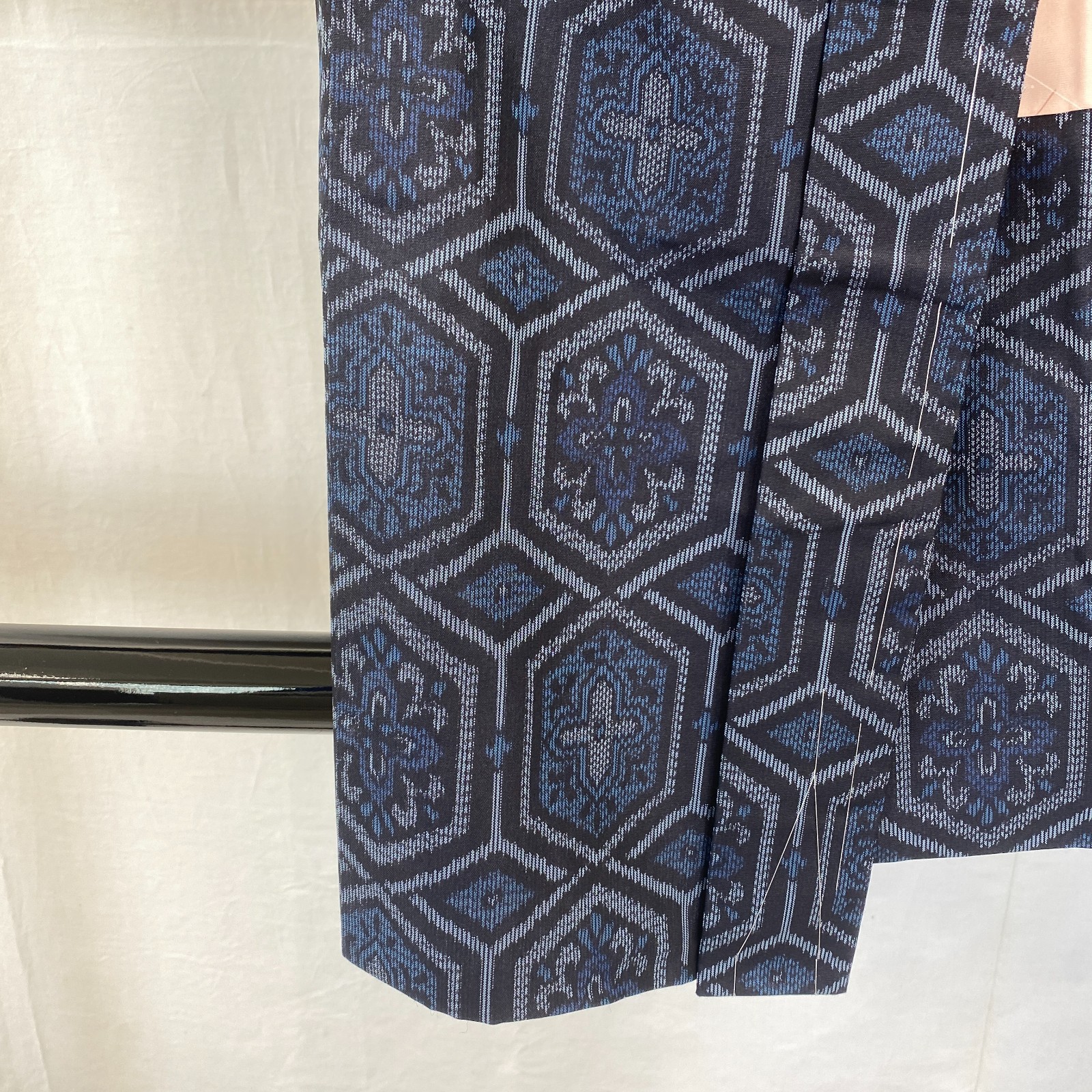 Japanese Vintage Kimono Haori Jacket Silk Blue Oshima Traditional Authentic 33in