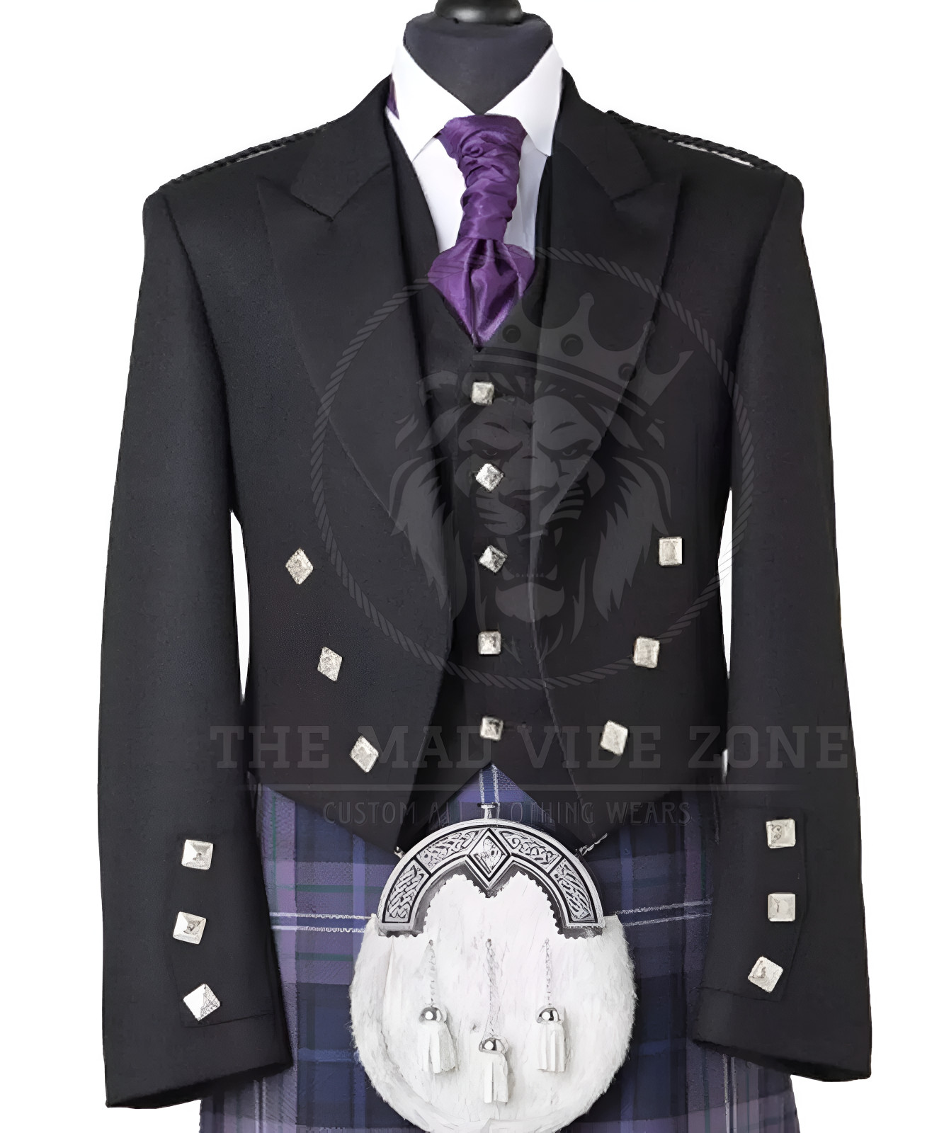 Prince Charlie Kilt Jacket 100% Wool Highland Black Wear 3 & 5 Button Waistcoat