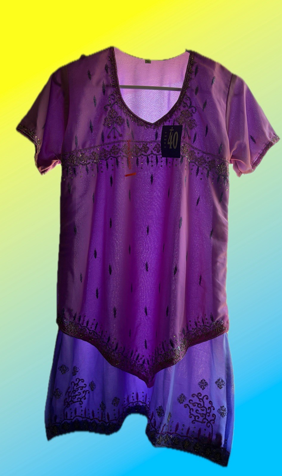 NWT Sona Chaandi Salwar Kameez Suit Size 40 Purple Pink 3pc Punjabi Anarkali