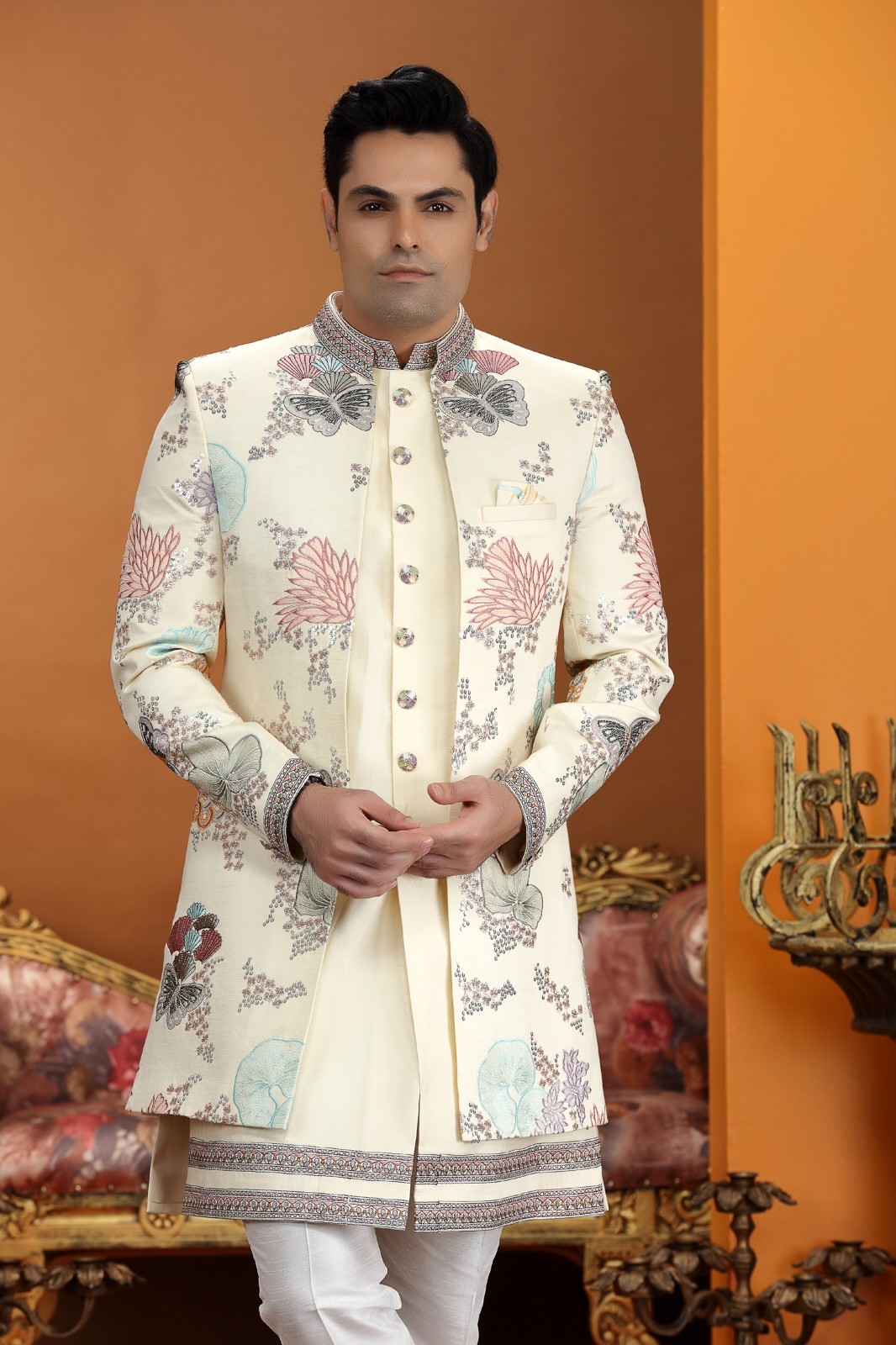 3 Pc Indian Mens Wedding Bollywood Party Wear Traditional Indo Western Dress