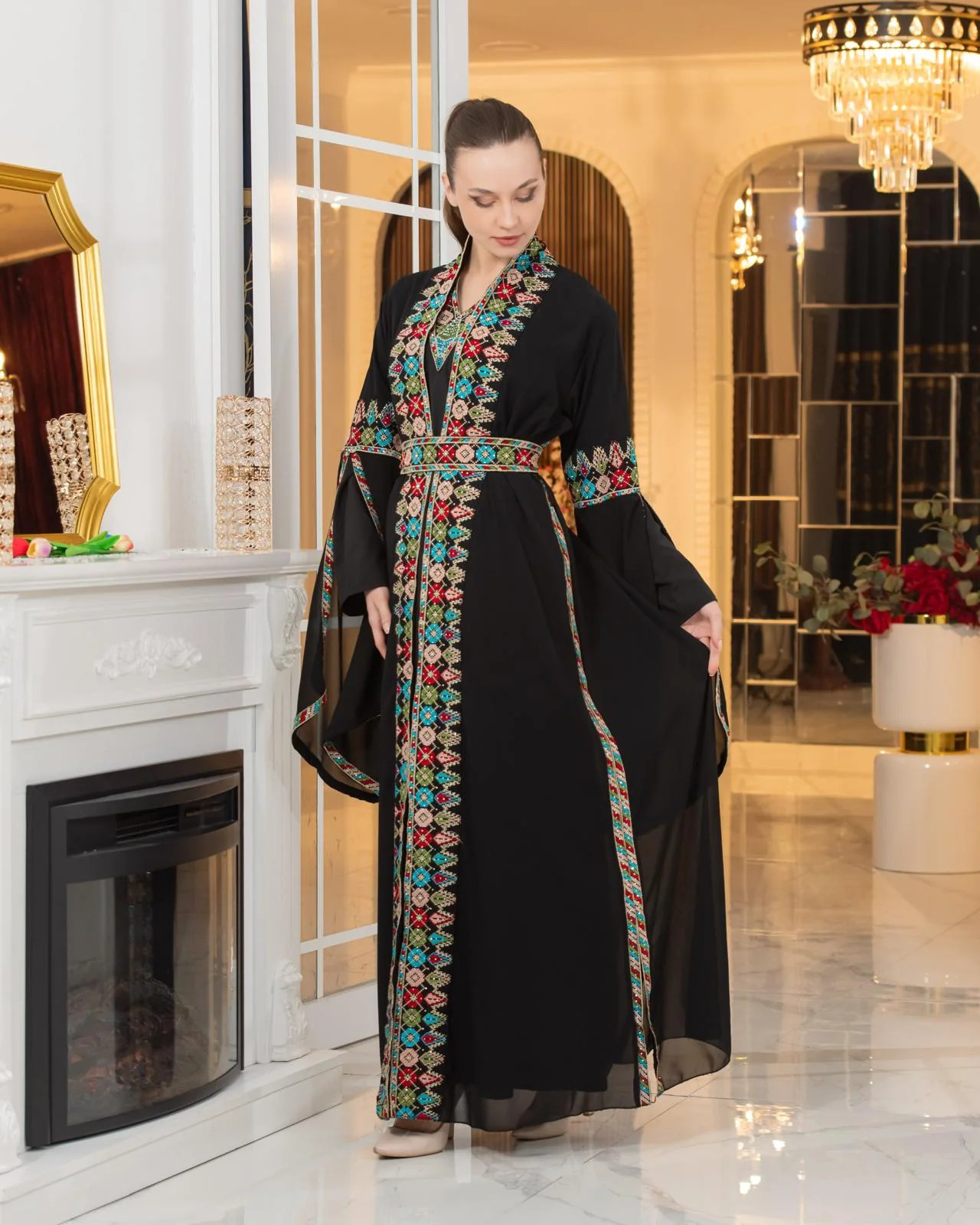 Ityn Jalabiya – Women’s Embroidered Dress, Perfect for Eid, Abaya, Ramadan