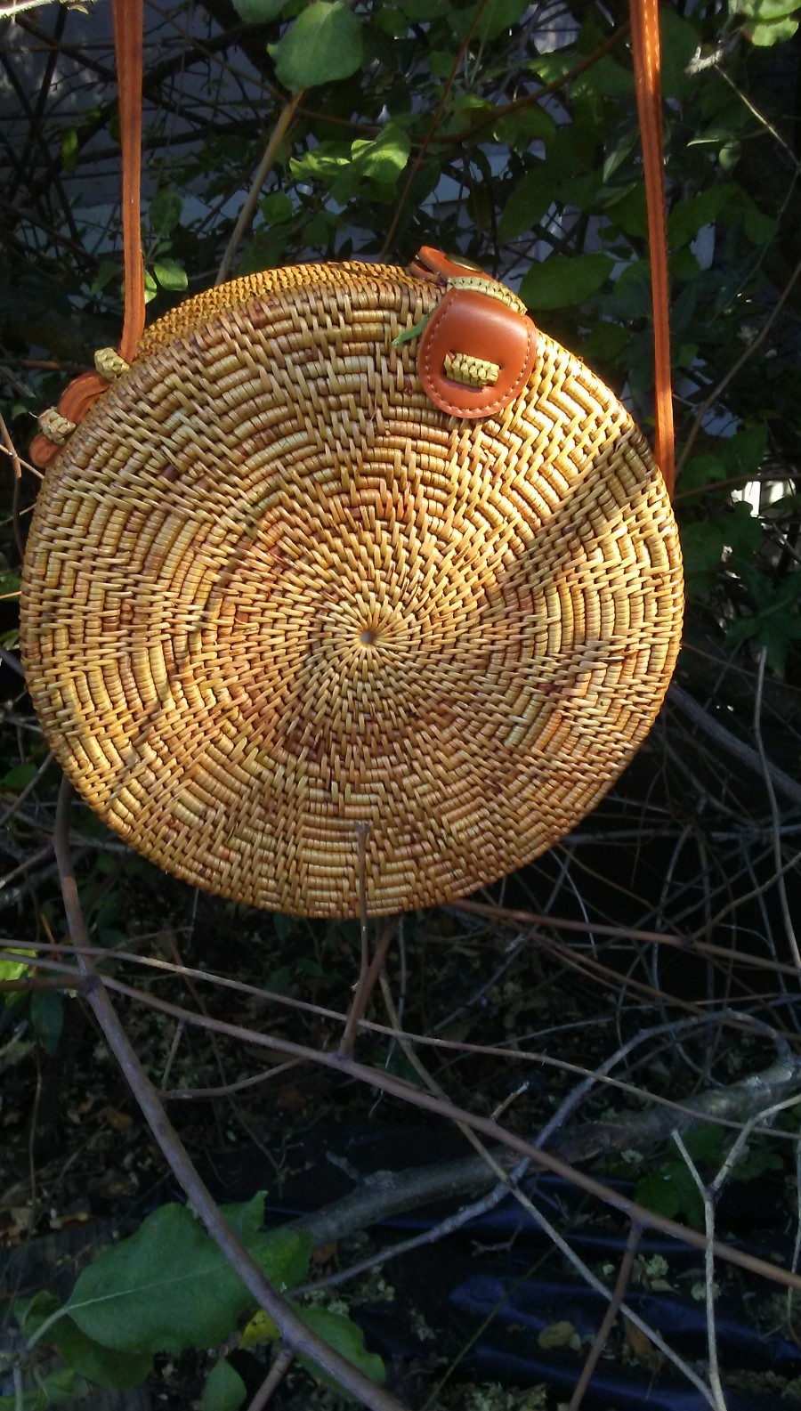 Handwoven Bali Round Rattan Bag Button Clip US stock