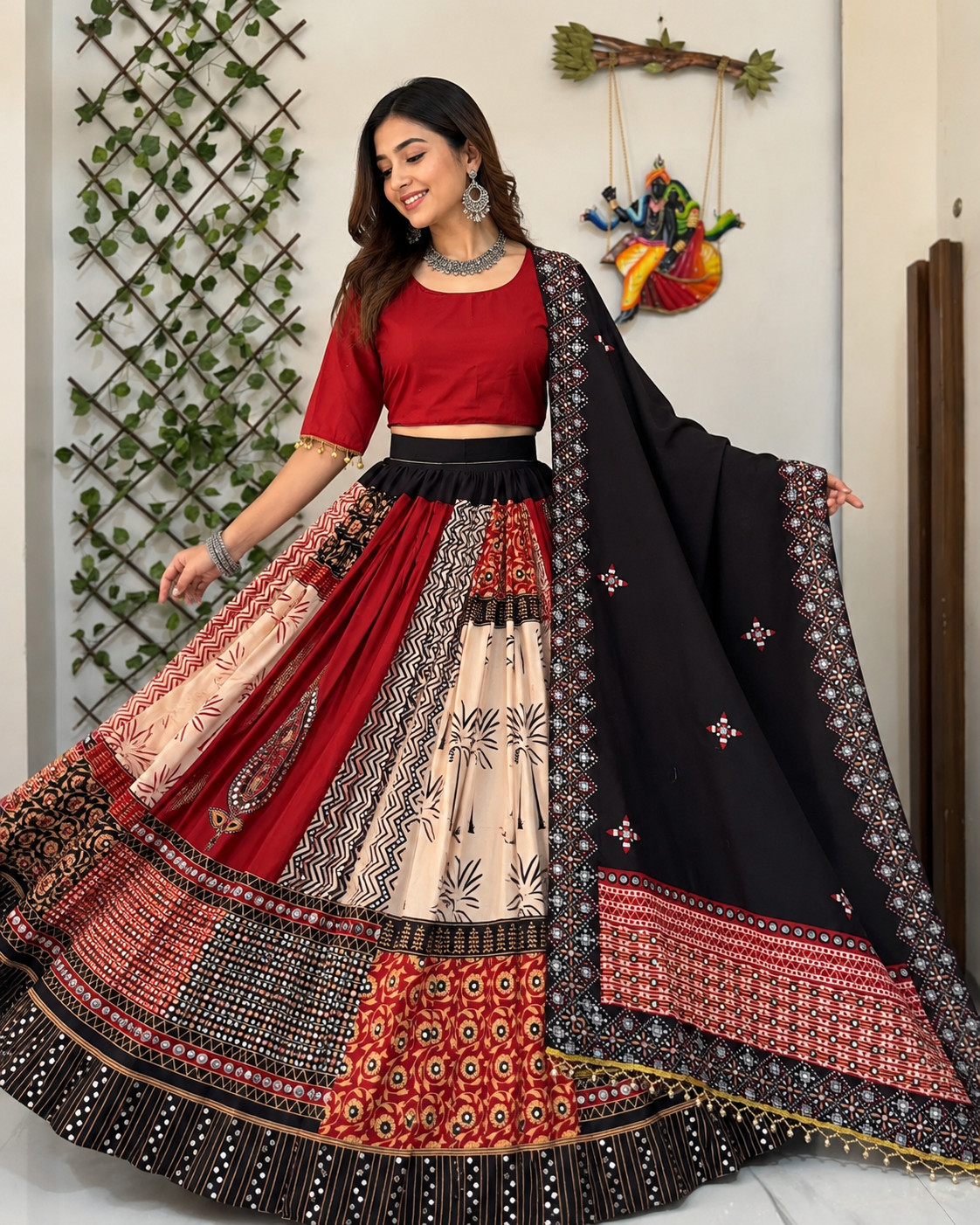 Indian Traditional Muslin Cotton Lehenga Choli Party Wear with Dupatta