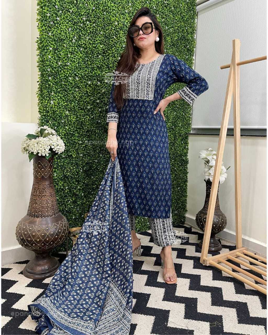 Indian Women Salwar Kameez Ready To Wear Suits, Straight Kurta Pant Dupatta Set