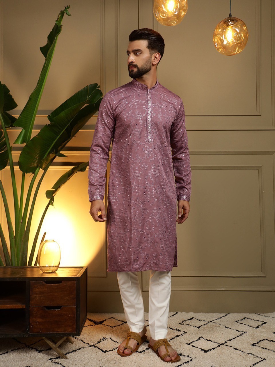 Men Kurta Set Pakistani Kurta Pyjama Indian Suits Sherwani Wedding Party Groom